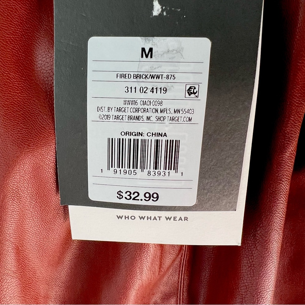 Who What Wear Fired Brick Faux Leather Top 3/4 Ballon Sleeves Sz M NWT - Picture 11 of 15